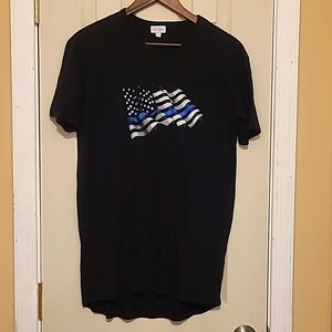 Thin blue line flag tshirt. Buttery soft. Black. Oversized XS. Back the blue.